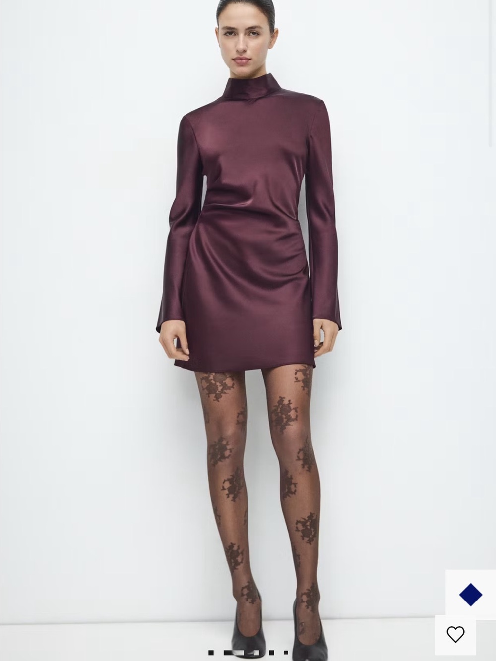 Mango Deep Navy Long-Sleeve Mock Neck Mini Dress - Picture 2 of 4